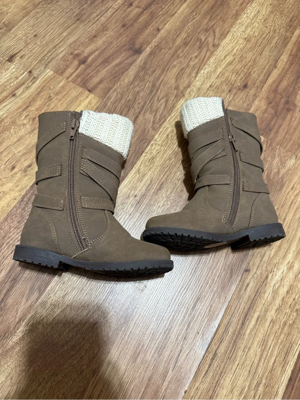 Rachel Shoes Brown Girls Knit-Cuff Boots